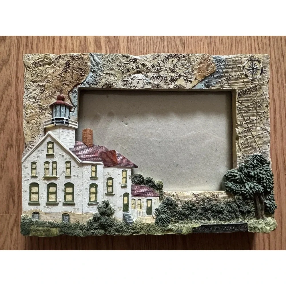 Donna Elias Grand Traverse Lighthouse 3D‎ Picture Frame Michigan Nautical Decor